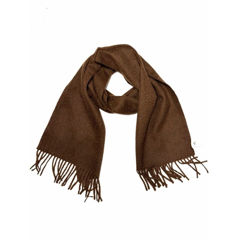 Portolano Brown Cashmere Scarf Fringes Men's Women's